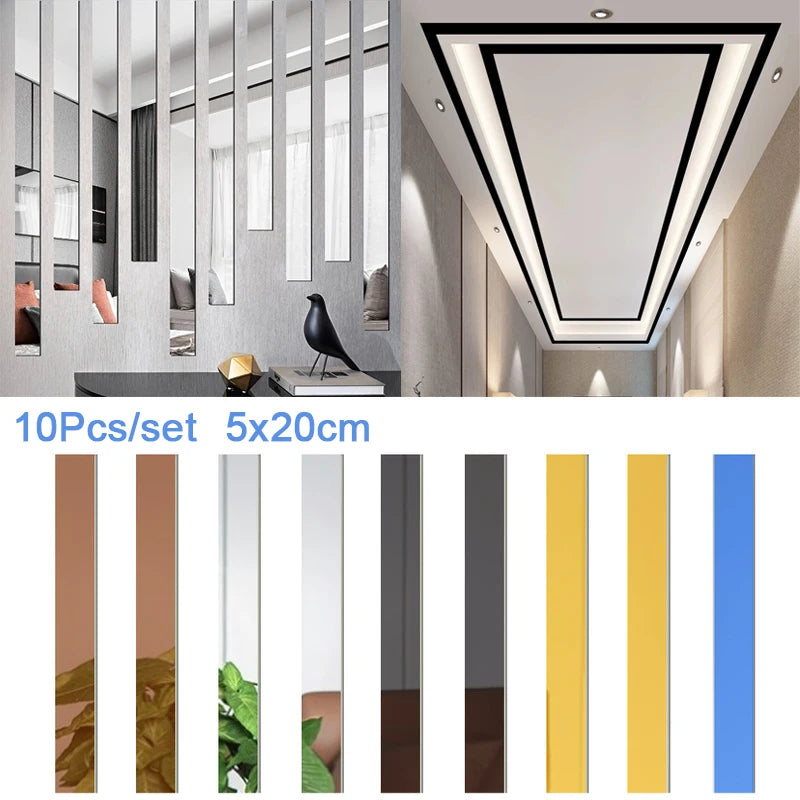 10Pcs 3D Mirror Wall Stickers Acrylic