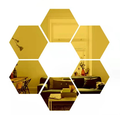 3D Hexagon Premium Mirror Wall Sticker 12pcs