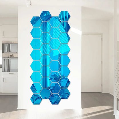 3D Hexagon Premium Mirror Wall Sticker 12pcs