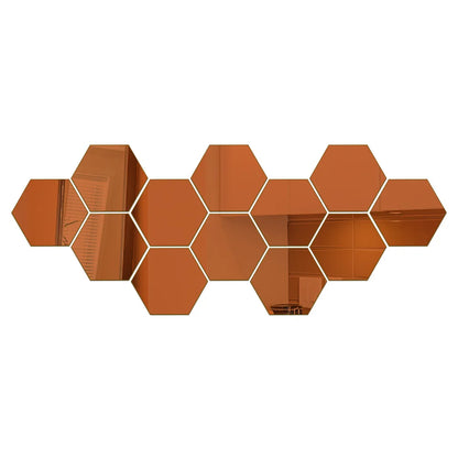 3D Hexagon Premium Mirror Wall Sticker 12pcs