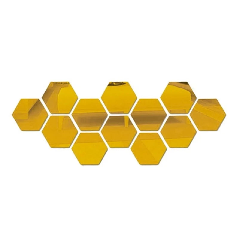 3D Hexagon Premium Mirror Wall Sticker 12pcs