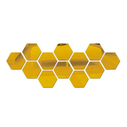 3D Hexagon Premium Mirror Wall Sticker 12pcs