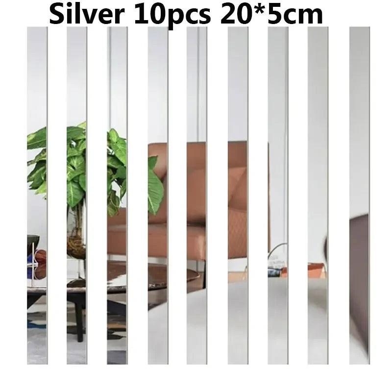 10Pcs 3D Mirror Wall Stickers Acrylic